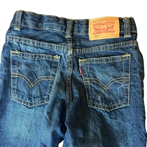 Levi’s 502 tapered distressed jeans youth 7X adjustable waistband blue denim - Picture 8 of 10